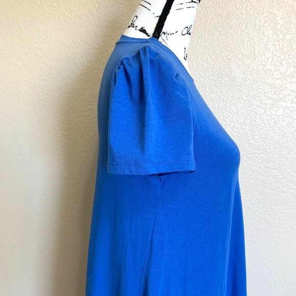 Riley & Rae Blue dress puff Short Sleeve  fit and flare Dress size M relax fit - Picture 9 of 11